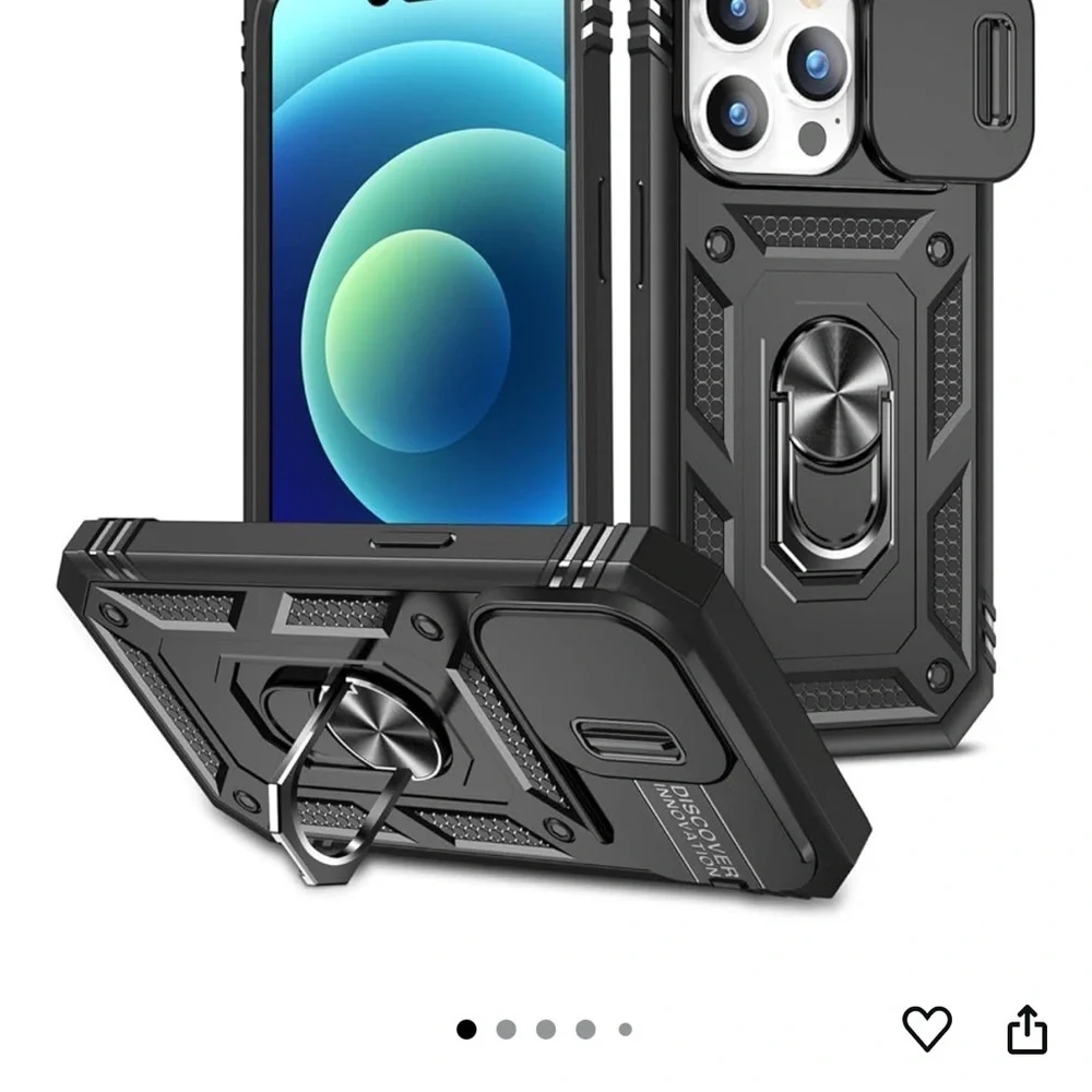 iPhone 14 Pro Max Black Rugged Phone Case with Kickstand